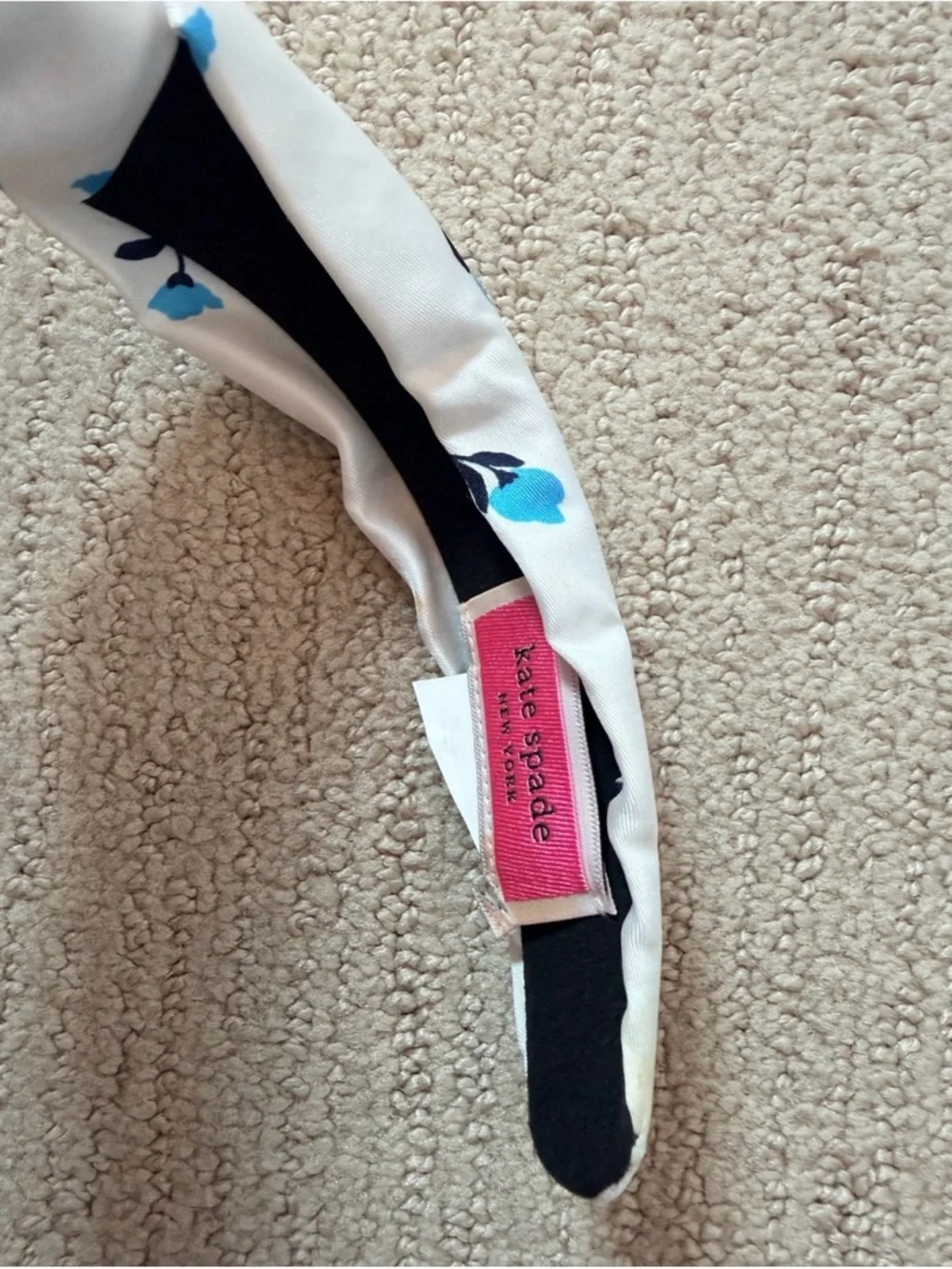 White Headband with Blue Floral Print - Kids Accessories